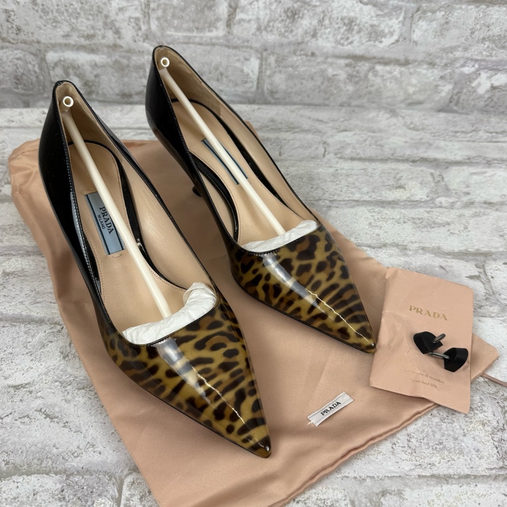 PRADA‎ Patent Leather Ombre Leopard Print Kitten Heel Women’s Size 36 US Sz 6 - Picture 2 of 12